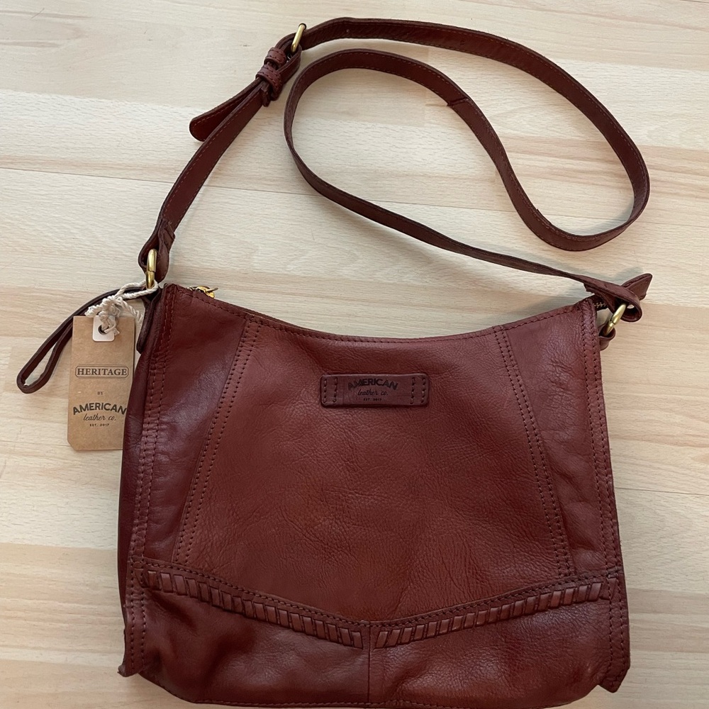 NWT American Leather Co. Heritage Crossbody, Dark Chestnut - Cordovan Smooth